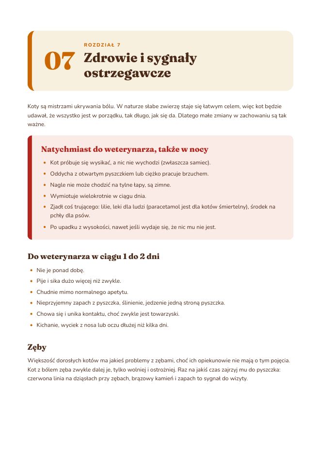 Strona z rozdziału o zdrowiu kota